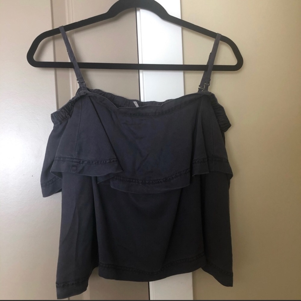 Free People Black Ruffle Top Size S